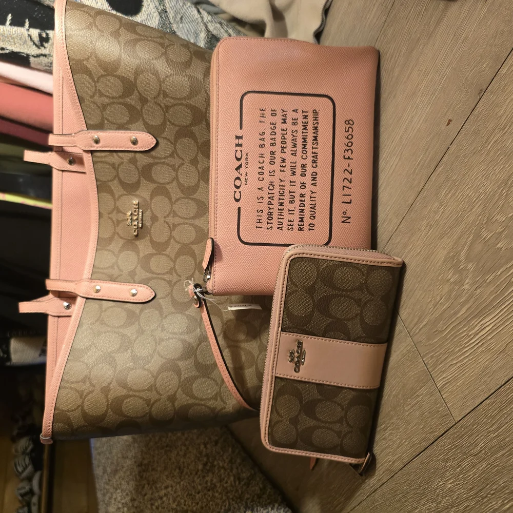 Coach Brown and Pink Signature Tote Bag - Picture 1 of 12